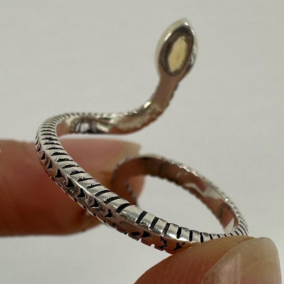 Sterling Silver 925 Citrine Yellow Stone Snake Ring Adjustable Size 7.75 - Picture 14 of 15